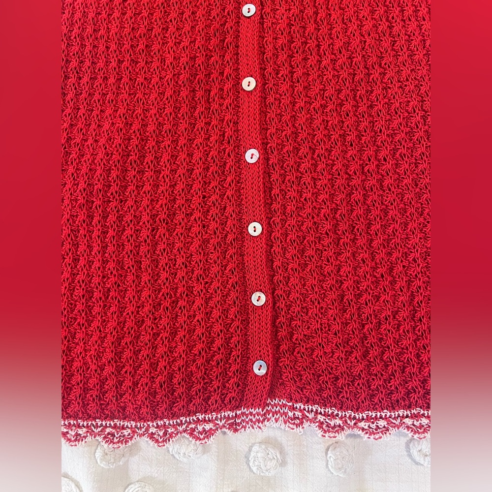 Zara Red Button-Front Pointelle Knit Mini Dress - Picture 4 of 4